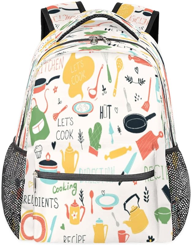 Mochilas Kitchenware para mulheres e homens, mochila escolar para meninos e meninas adolescentes, mochilas para laptop para faculdade, mochila de viagem à prova d’água mochila para caminhada, Multicor, Medium