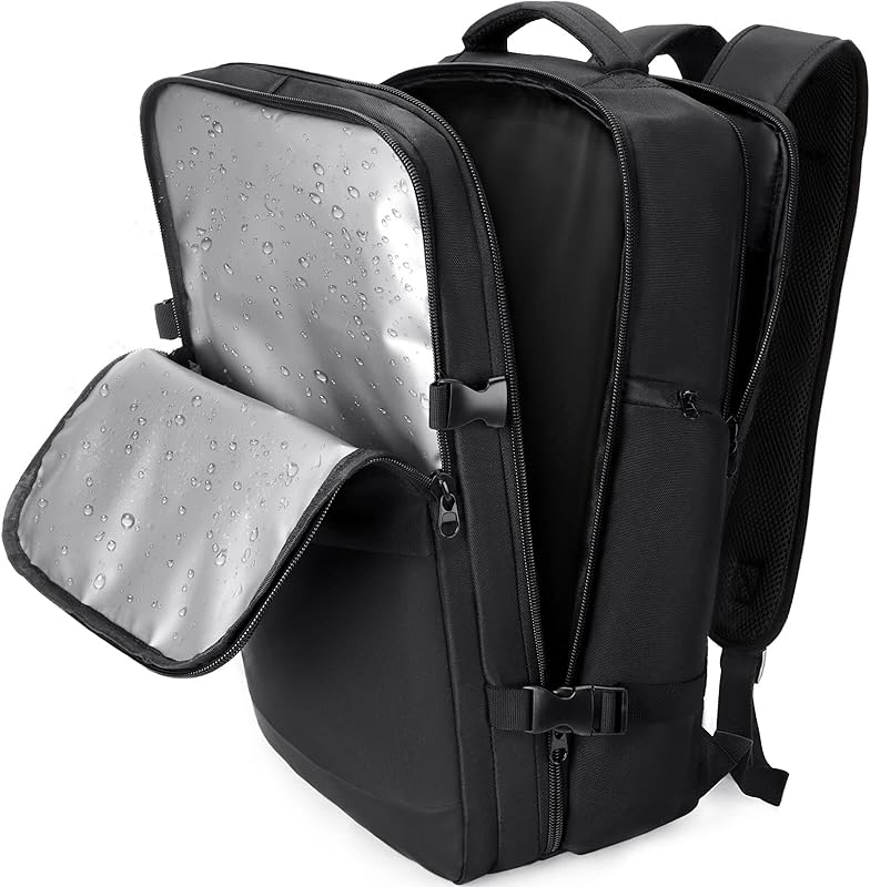 Mochila feminina de viagem grande, impermeável, aprovada como bagagem de mão, para trilha e esportes ao ar livre, C1 – Preto, Large