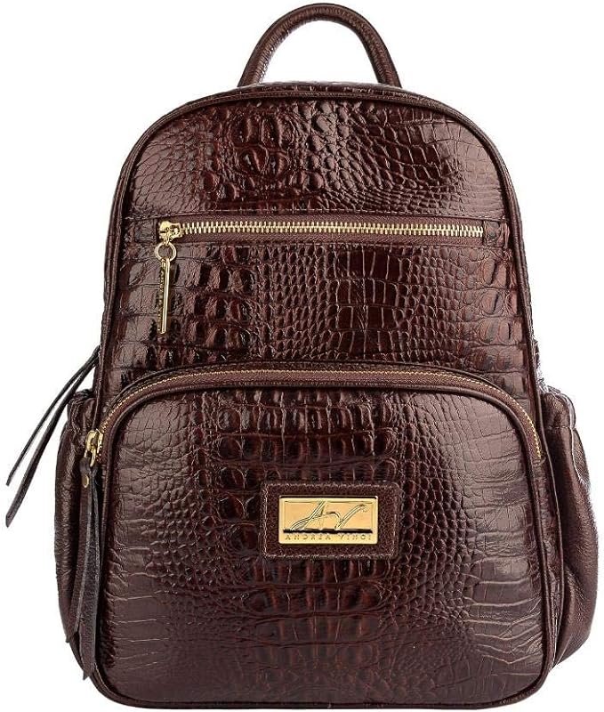 Mochila feminina pequena de couro croco Zoey