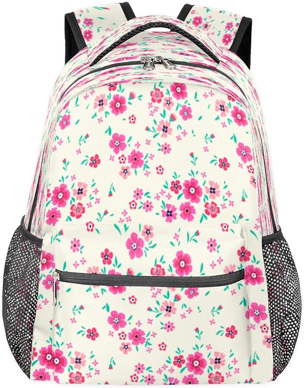 Mochilas de flores fofas para mulheres e homens, mochila escolar floral para meninos e meninas adolescentes, mochilas para laptop para faculdade, mochila de viagem à prova d’água mochila para caminhada, Multicor, Medium