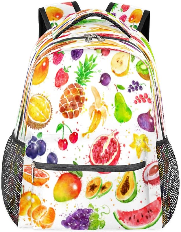 Mochilas de frutas coloridas para mulheres homens, mochila escolar de abacaxi e banana para meninos e meninas, mochilas para laptop para faculdade de trabalho, mochila de viagem à prova d’água mochila para caminhada, Multicor, Medium