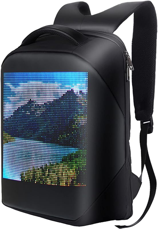 Mochila, Moniss Mochila de ombro LED com tela colorida para notebook de viagem mochila impermeável para mochila para o dia ao ar livre