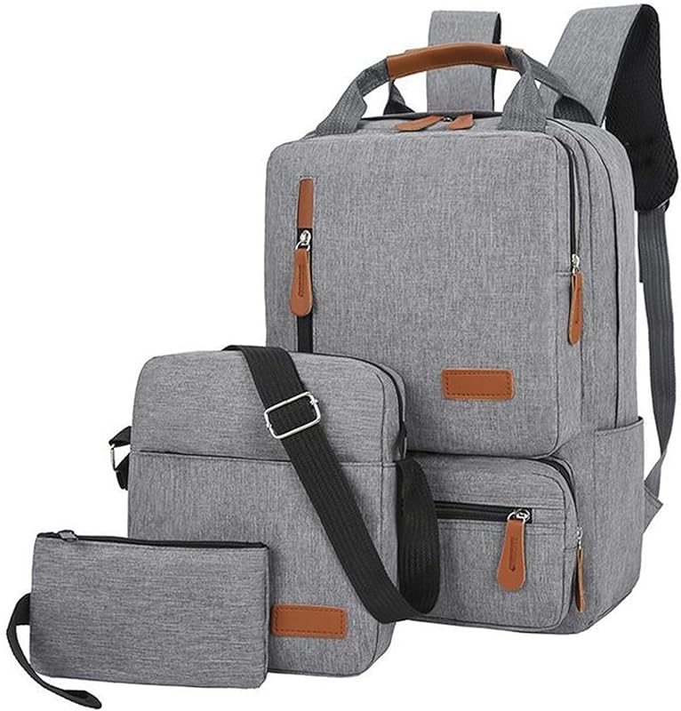 Pacote de laptop, Moniss 3 peças conjunto de mochila feminina masculina portátil mochila bolsa de ombro pequeno bolso para viagem escola trabalho de negócios faculdade cabe até 14,5 polegadas