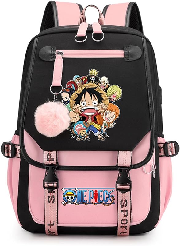 Mochila Luffy de desenho animado Dayback para laptop bolsa de viagem ao ar livre com porta de carregamento USB uma peça anime Merch Mochila