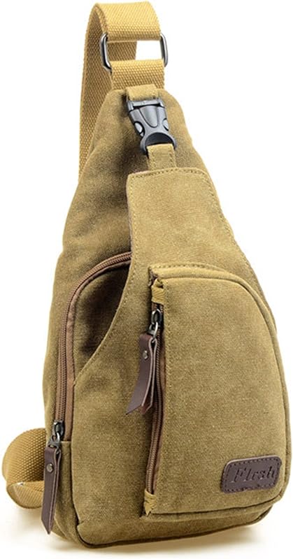 Mochila masculina casual de lona estilo mensageiro militar com bolso no peito