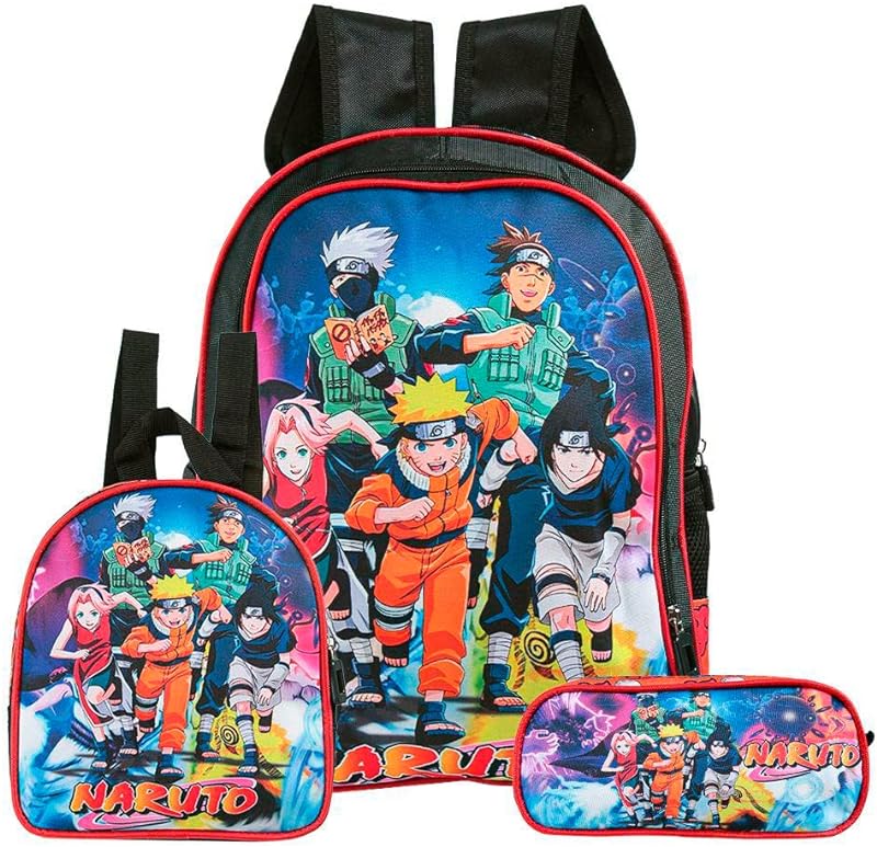 Kit Mochila Escolar Personagem de Costas + Lancheira Térmica + Estojo