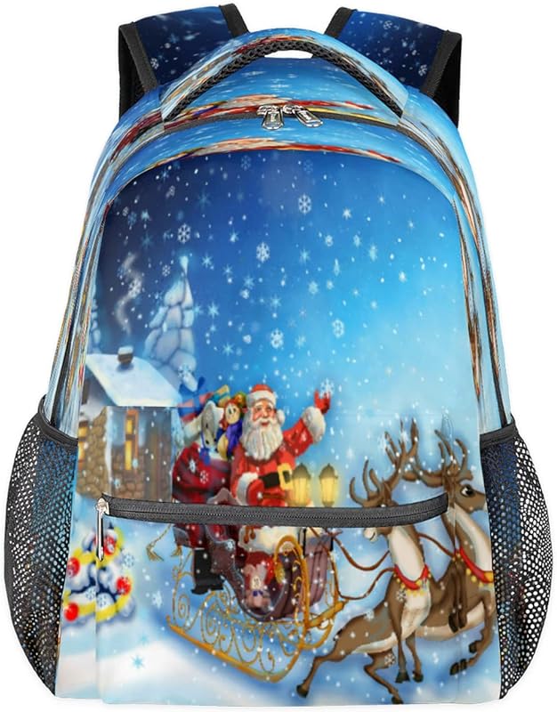 Mochilas de Papai Noel de Natal para mulheres e homens, mochila escolar de rena de animal para meninos e meninas adolescentes, mochilas para laptop para faculdade, mochila de viagem à prova d’água mochila para caminhada, Multicor, Medium Mochilas de Papai Noel de Natal para mulheres e homens, mochila escolar de rena de animal para meninos e meninas adolescentes, mochilas para laptop para faculdade, mochila de viagem à prova d’água mochila para caminhada, Multicor, Medium