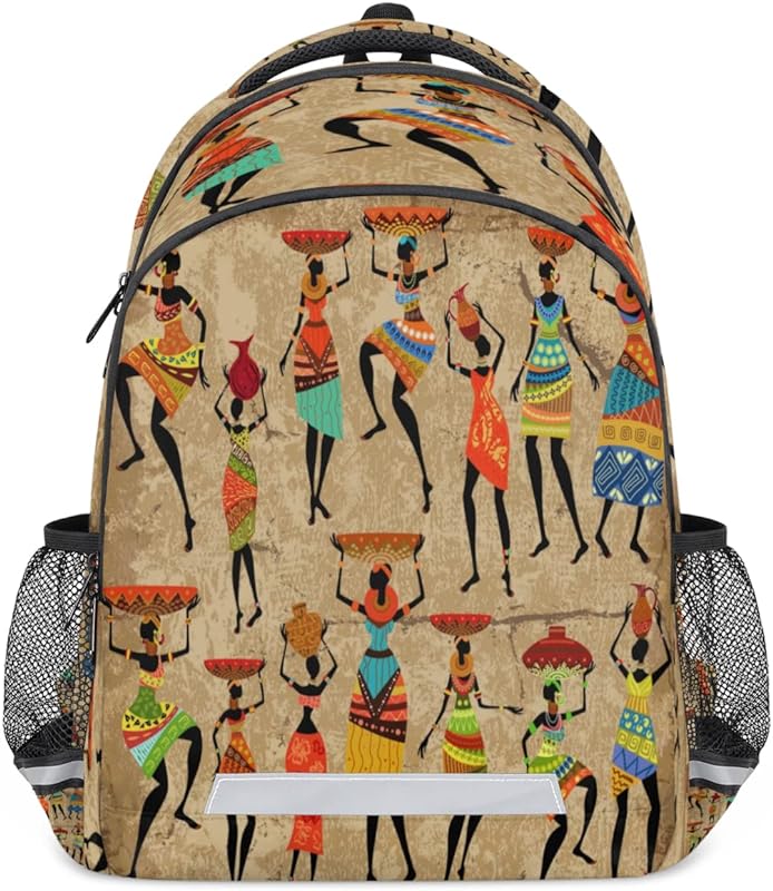 Mochila escolar feminina africana para meninos e meninas, adolescentes, estudantes universitários, mochila para laptop, mochila de viagem, Multi, Large