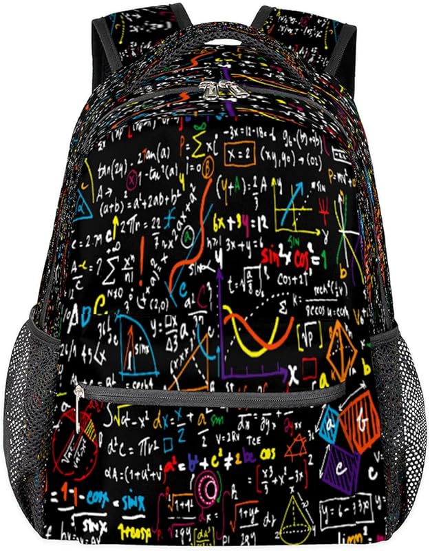 Mochila para mulheres e homens, com fórmula matemática, viagem, laptop, mochila à prova d’água, mochila diária com vários bolsos, mochila casual para escola, acampamento, caminhada,