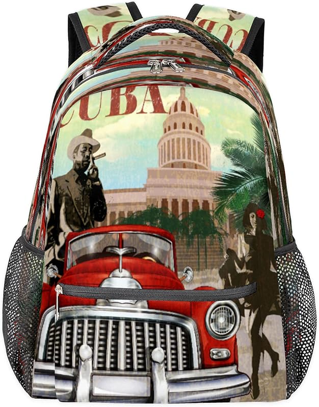 Mochilas vintage para mulheres e homens, mochila escolar de Cuba para meninos e meninas adolescentes, mochilas para laptop para faculdade, mochila de viagem à prova d’água mochila para livros para caminhadas, Multi