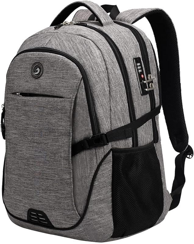 SHRRADOO Mochila de viagem para laptop com porta de carregamento USB para mulheres e homens, mochila para estudantes universitários, serve para laptop de 15,6 polegadas