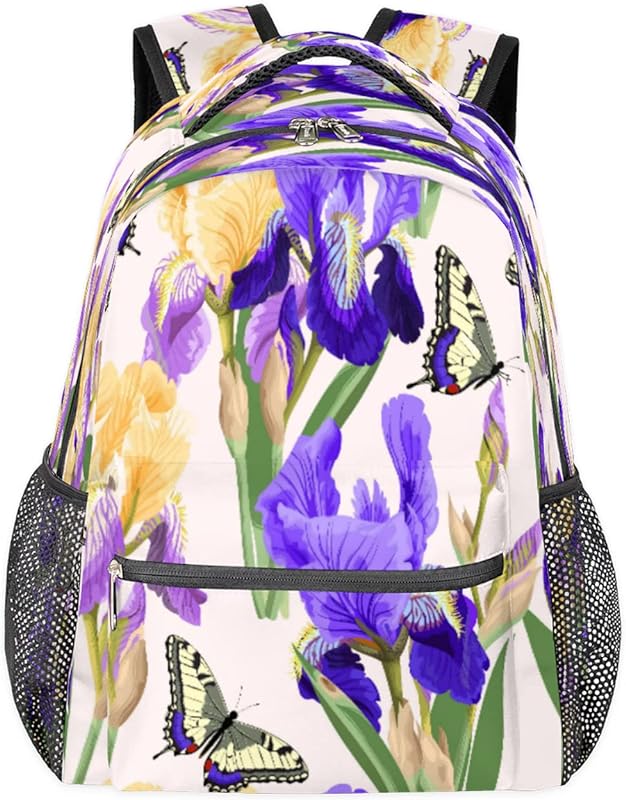 Mochilas de animais borboleta para mulheres e homens, mochila escolar de folhas de flores para meninos e meninas adolescentes, mochilas para laptop para faculdade, mochila de viagem à prova d’água mochila para caminhada, Multicor, Medium