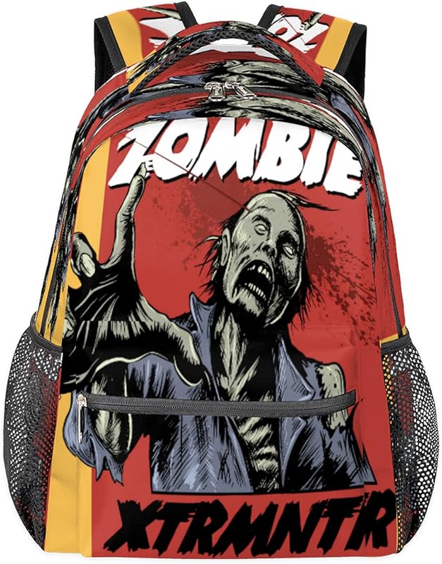 Mochilas femininas com estampa de zumbi de terror para laptop, mochilas para negócios, mochila escolar para estudantes com alça de ombro ajustável, mochila casual para viagens e acampamento, para mulheres e homens, Multicor, Large, Mochilas Daypack