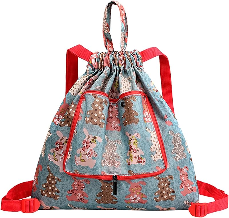 Mochila esportiva dobrável à prova d’água com cordão para atividades físicas, mochila de viagem leve de couro para mulheres