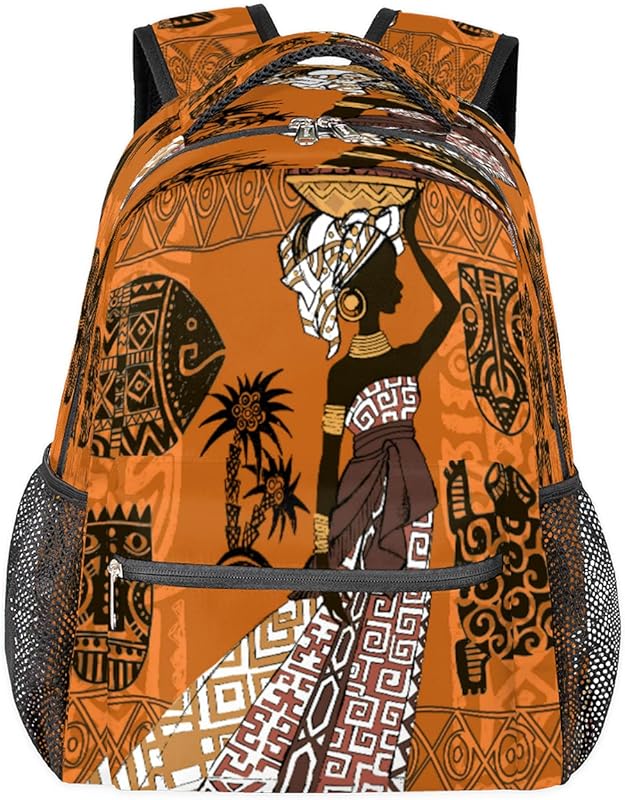 Mochilas para meninos e meninas africanas para laptop, mochila escolar com vários bolsos, mochila de tartaruga Boho para viagens, caminhadas, acampamento, Multi, Medium, Mochilas Daypack