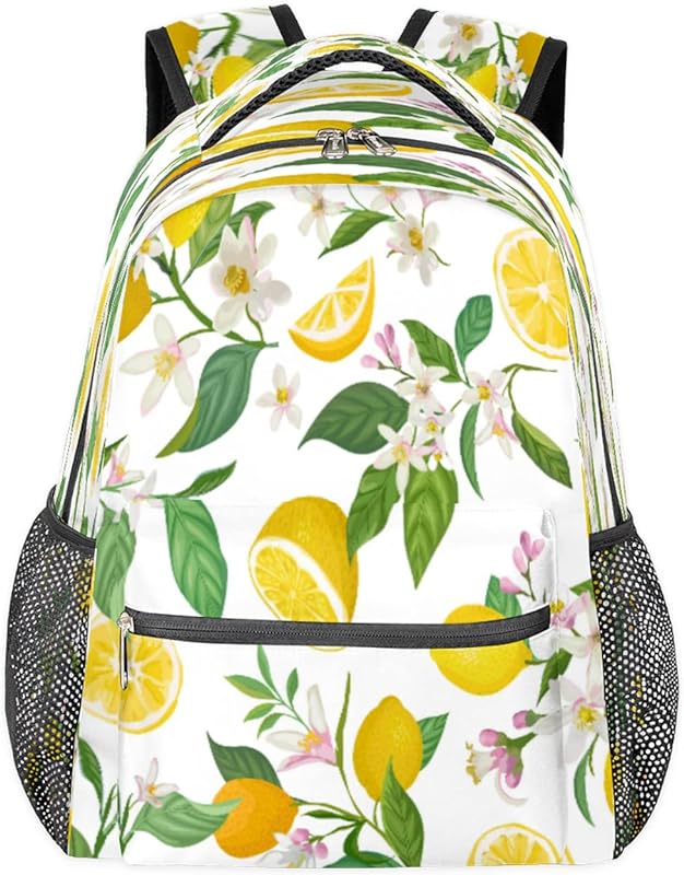 Mochilas para adolescentes meninas meninos limão mochila de viagem para mulheres homens, bolsas para livros de flores, mochilas universitárias para escola, mochilas para laptop de trabalho, mochila resistente à água para caminhadas, Multicor, Medium