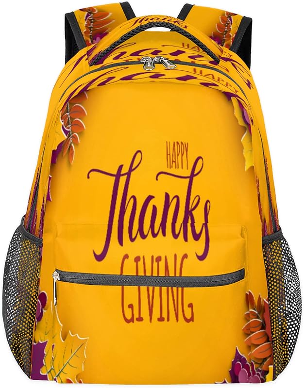 Mochilas de Feliz Dia de Ação de Graças para Mulheres Homens, Mochila Escolar de Outono de Folhas para Meninos Meninas e Adolescentes, Mochilas para Laptop para Faculdade de Trabalho, Mochila de Viagem Impermeável Mochila para Livros para Caminhadas, Multi