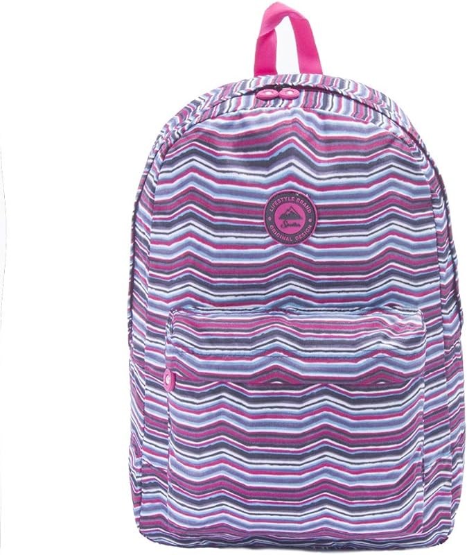 Mochila Bolsa Escolar Feminina Colorida Listrada Passeio Viagem Resistente