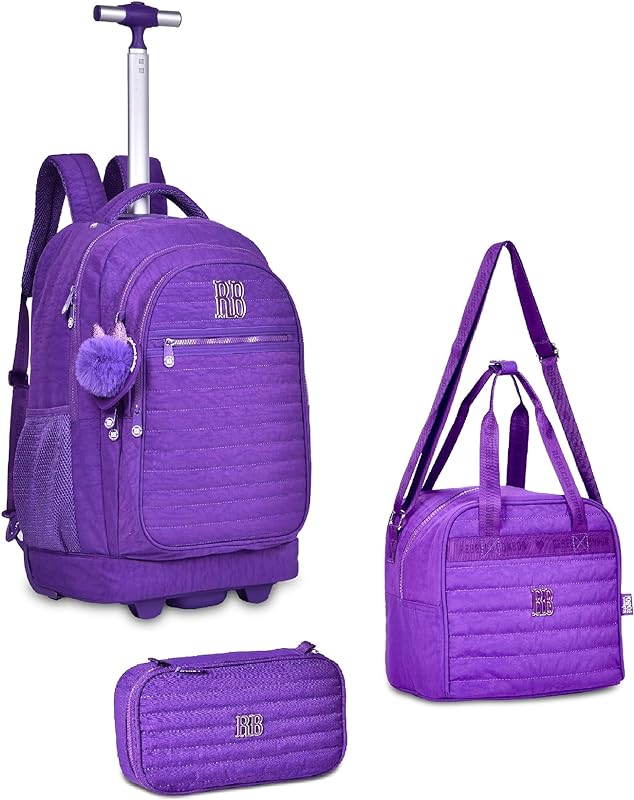 Kit Mochila Rodas, Estojo e Lancheira Rebecca Bonbon Crinkle Roxa – Clio Style
