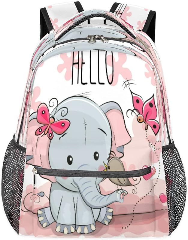 Mochilas fofas de elefante para mulheres e homens, mochila escolar de animal borboleta para meninos e meninas adolescentes, mochilas para laptop para faculdade, mochila de viagem à prova d’água mochila para caminhada, Multicor, Medium