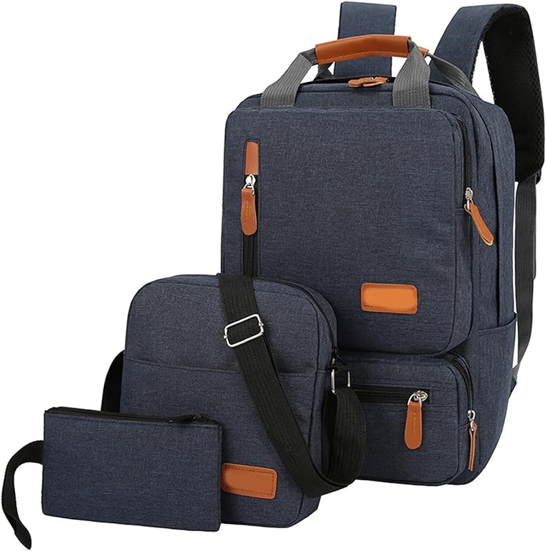 ERYUE Mochila Para Laptop,Mochila Com 3 Peças Mochila Masculina Laptop Mochila Bolso Pequeno Para Viagem Escola Trabalho Trabalho Faculdade Cabe Até 14,5 Polegadas, Azul