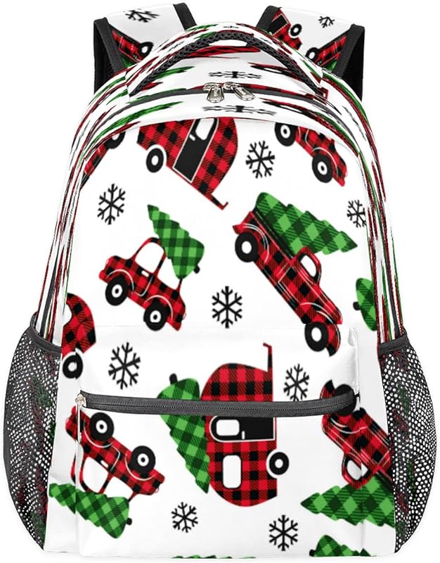 Mochilas para adolescentes, meninas, meninos, árvore de Natal, mochila de viagem para mulheres e homens, bolsa xadrez de búfalo, mochilas universitárias, mochilas de trabalho, laptop, mochila resistente à água para caminhadas, Multicor, Medium