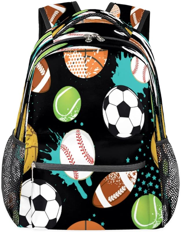 Mochilas de futebol em aquarela para mulheres e homens, mochila escolar de basquete esportiva para meninos e meninas adolescentes, mochilas para laptop para faculdade de trabalho, mochila de viagem à prova d’água mochila para livros para caminhadas, Multicor, Medium