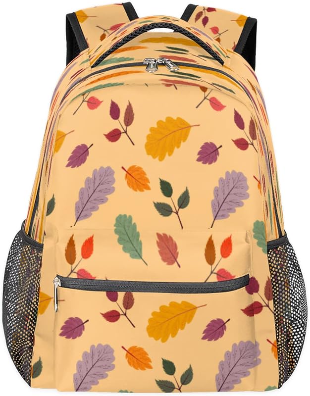 Mochilas para adolescentes meninas meninos outono outono outono mochila de viagem para mulheres homens, bolsas de livro de folhas mochilas universitárias para escola, mochilas para laptop de trabalho, mochila resistente à água para caminhadas, Multicor, Medium