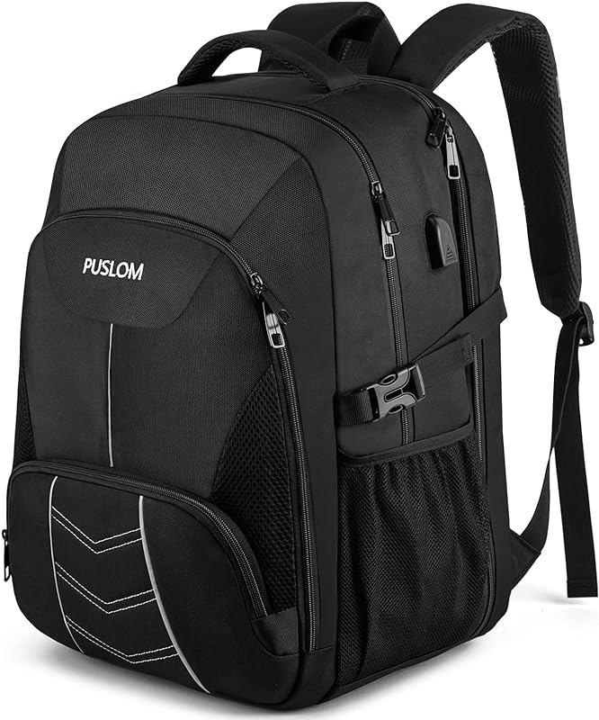 PUSLOM Mochila de viagem extra grande para laptop 55 L, 46,5 cm, bolsa para laptop de negócios para faculdade e trabalho