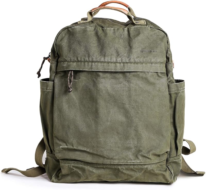 Mochila Gootium de lona com zíper – Mochila vintage para uso externo, Verde militar