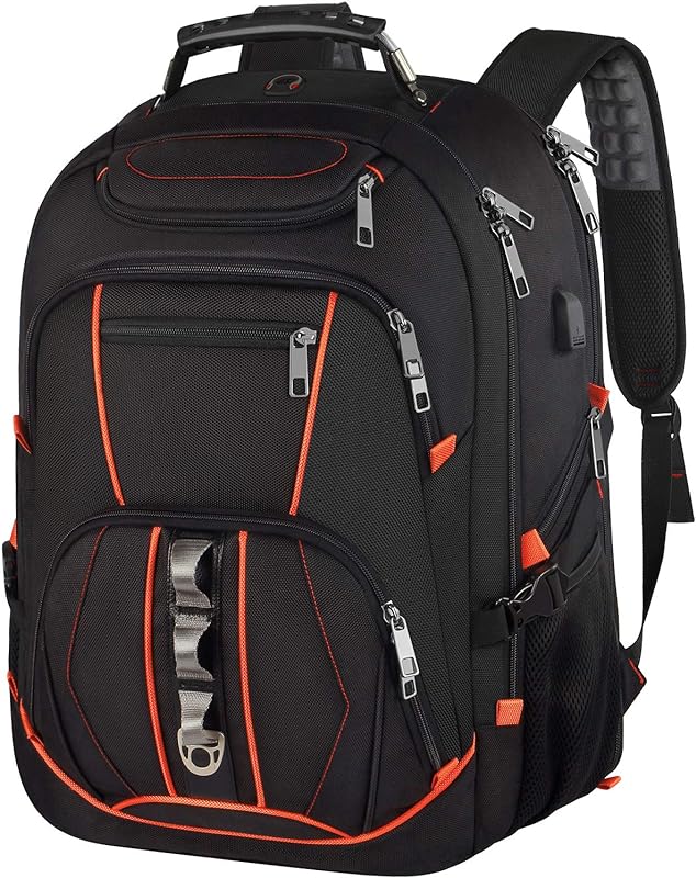 Mochila para laptop de viagem, extra grande, 18,4 polegadas, mochila para jogos com porta de carregamento USB, grande capacidade para RFID, antifurto, bolso durável para faculdade,