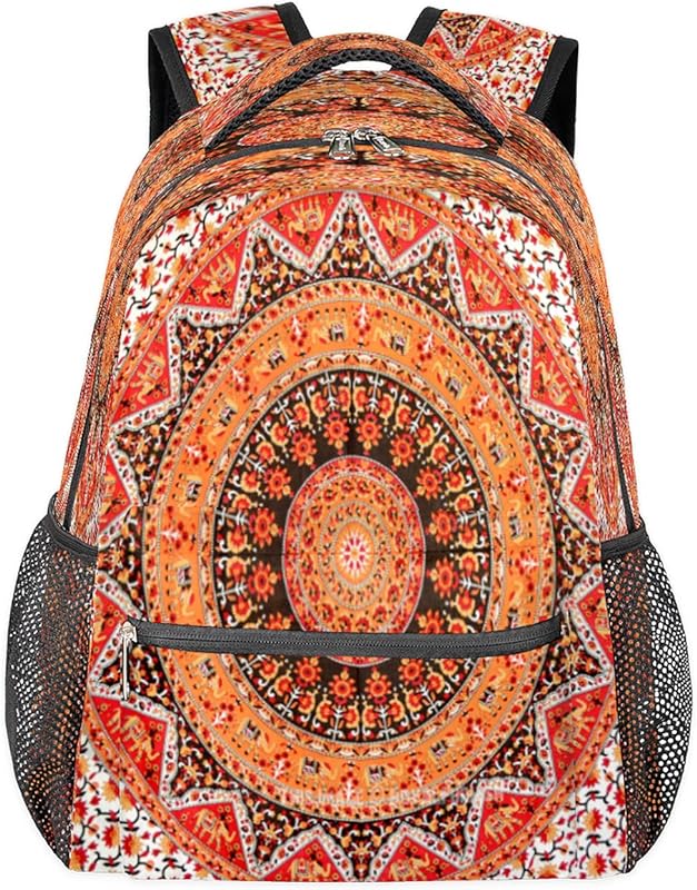 Mochilas femininas de mandala para laptop para negócios, mochila escolar para estudantes com alça de ombro ajustável, mochila casual para viagens e acampamento, para mulheres e homens, Multicor, Large, Mochilas Daypack