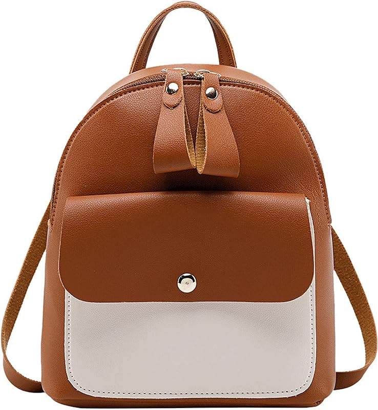 Mochila pequena feminina com dois zíperes com cores contrastantes