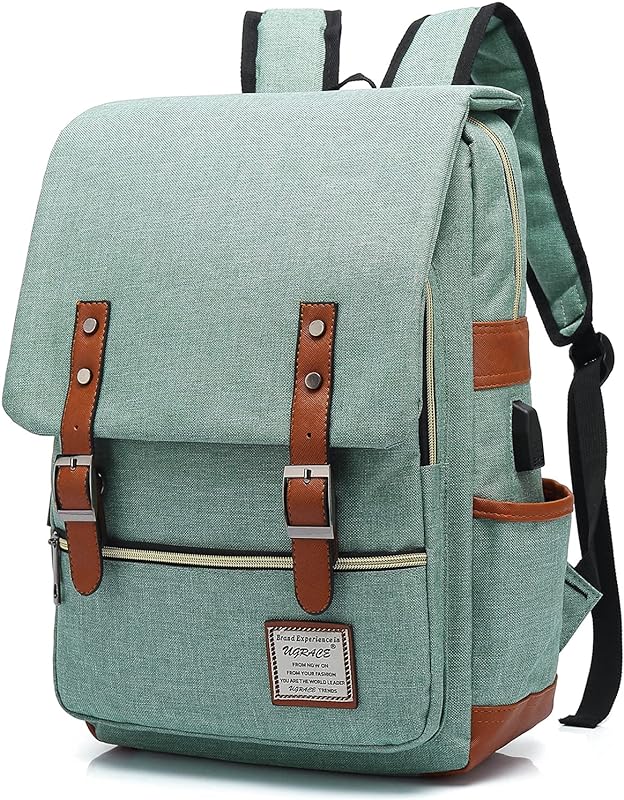 Mochila vintage para laptop mochila escolar fina mochila de viagem com porta de carregamento USB para homens e mulheres
