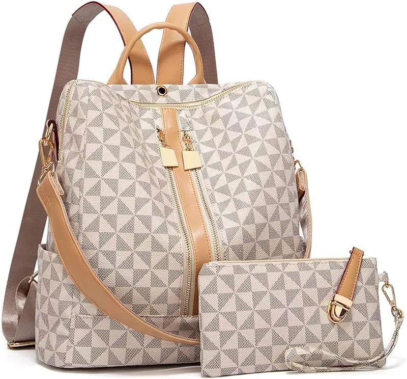 Mochilas femininas moda bolsa de couro PU design multiuso bolsa conversível mochila de viagem bolsa e bolsa 2 peças