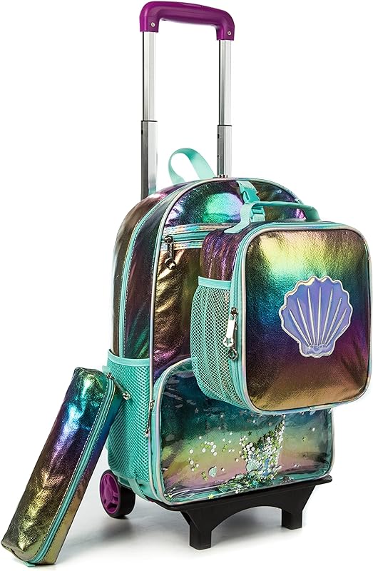 Mochilas de Rodinhas Infantis CUTBLAJAT – Conjunto de 3 peças com estampa de conchas de mudança de cor