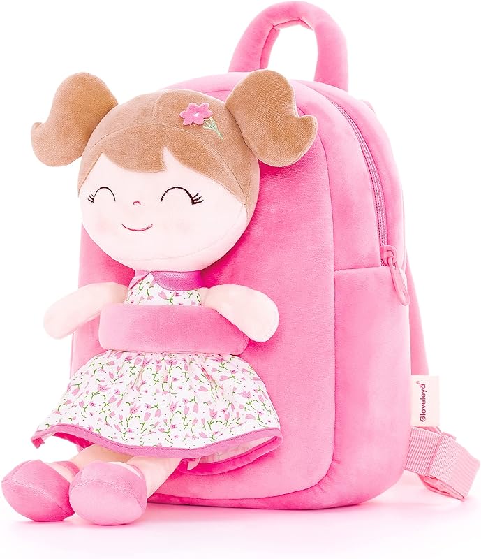 Gloveleya Mochila infantil mochila macia pelúcia flor fada menina boneca mochila rosa 22,8 cm, Flor fada, rosa, Mochilas