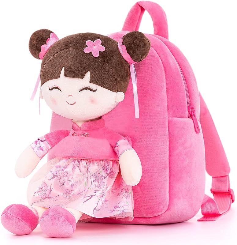 Mochila Infantil com Boneca Removível Gloveleya Oriental Chinesa Rosa