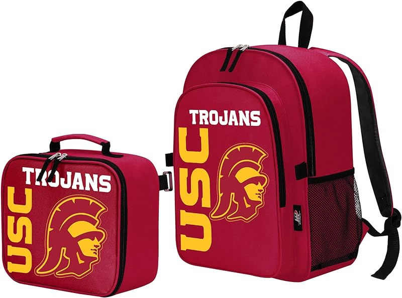 Conjunto de mochila e almoço oficialmente licenciado pela NCAA USC Trojans “Accelerator” (Acelerador), vermelho, 40,64 cm x 24,14 cm x 30,48 cm