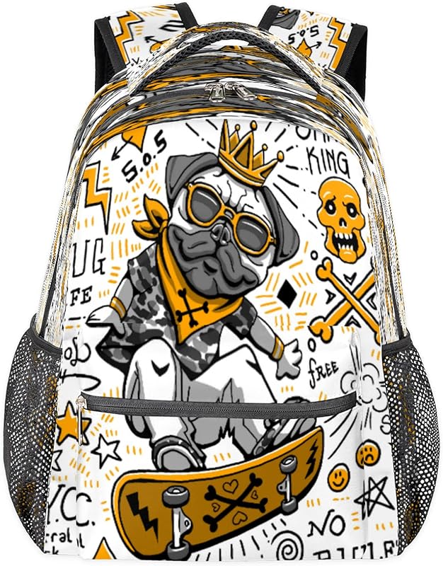 Mochilas de animal pug para mulheres e homens, mochila escolar de caveira para meninos e meninas adolescentes, mochilas para laptop para faculdade, mochila de viagem à prova d’água mochila para caminhada, Multi