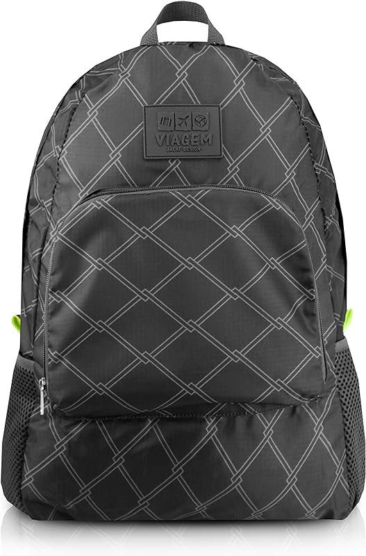Mochila Dobrável de Viagem Compacta Feminina Masculina Leve Cor:Preto