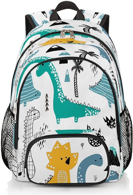 Mochila escolar de dinossauro de desenho animado para adolescentes meninos meninas bonito floresta dinossauro mochila faculdade mochilas com alça de peito viagem computador casual