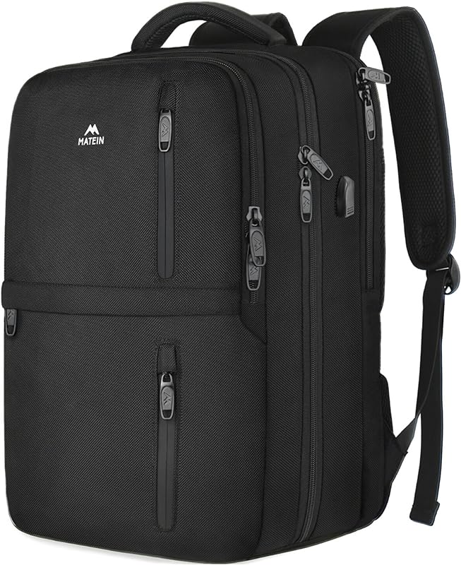 Mochila de viagem, bagagem de mão aprovada para voos de 25L, MATEIN resistente à água, antifurto, bolsa de viagem grande para laptop de 15,6 polegadas, preta