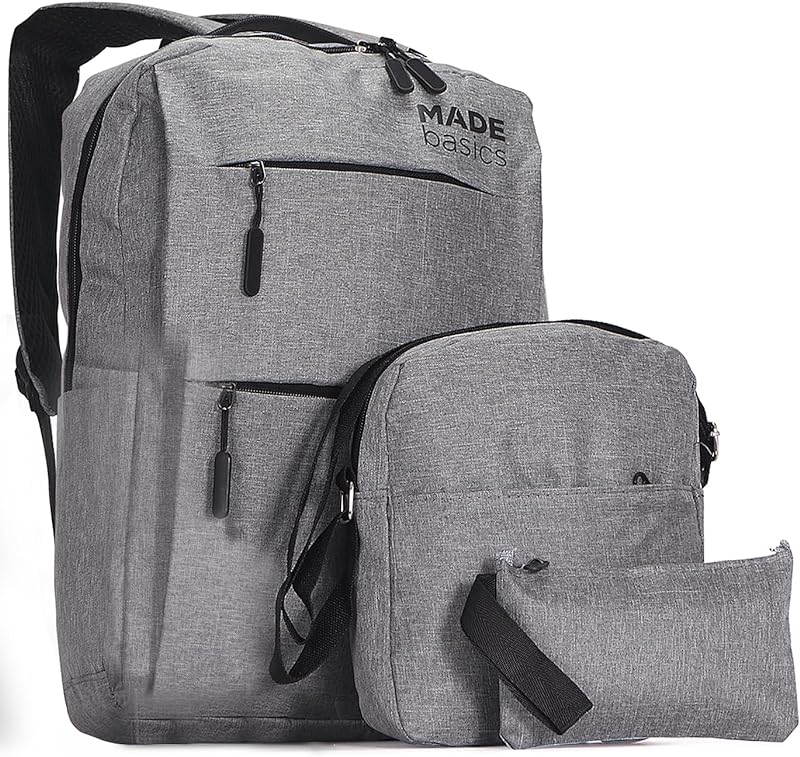 Kit Mochila 3 Peças Unisex Masculina Feminina Com Saída Usb Carregamento Bolsos Anti-Furto Bolsa Reforçada Notebook 15.6 Polegadas Escolar Trabalho Viagem e Casual
