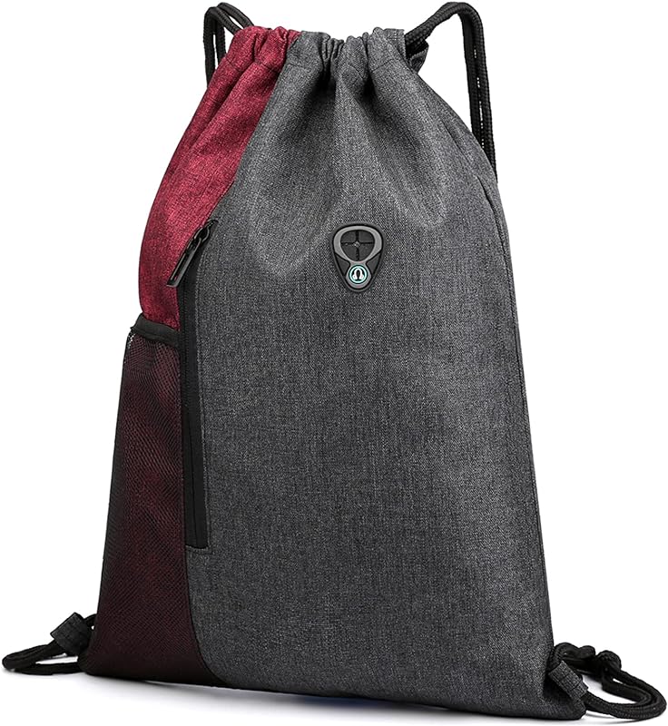 Jiangtao Saco de ginástica com fones de ouvido Jack com cordão Mochila resistente à água com cordão Saco leve para adultos adolescentes,Vermelho