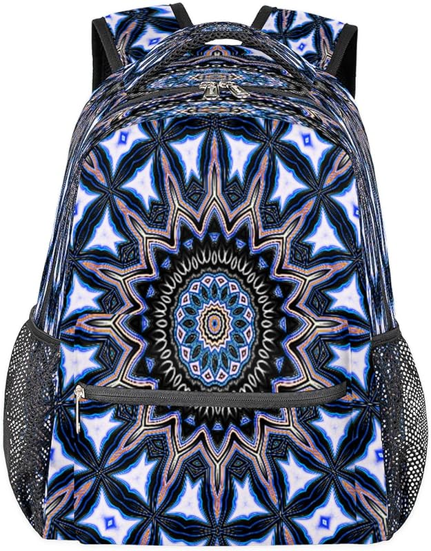 Mochila de mandala étnica para mulheres e homens, mochila de viagem para laptop, impermeável, mochila diária Boho com vários bolsos, mochila casual para escola, acampamento, caminhada, trabalho, Multicor, Medium, Mochilas Daypack