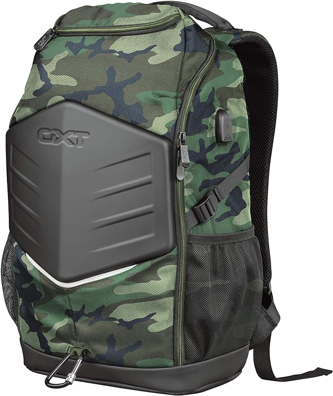 Mochila Gamer Reforçada com Escudo Frontal, Porta USB, 4 Compartimentos Dedicados e Capa de Chuva Integrada GXT 1255 Outlaw 15,6″ – Trust