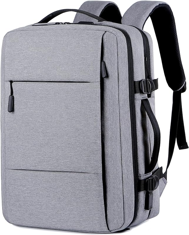 Mochila Notebook Masculina Reforçada Unisex Expansível Impermeável Antifurto Mochila Executiva Grande Para Viagem Bagagem de Mão Notebook 15,6 com Porta Carregamento USB (Cinza)