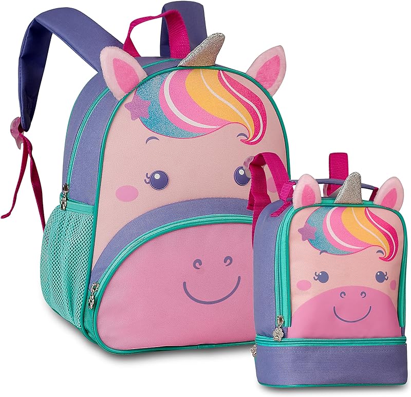 Kit Mochila Costas 13 e Lancheira Pets Unicórnio Roxa Clio Style