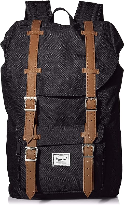Mochila para laptop Little America, Couro sintético preto/bronze, Classic 25.0L, Mochila Little America para laptop